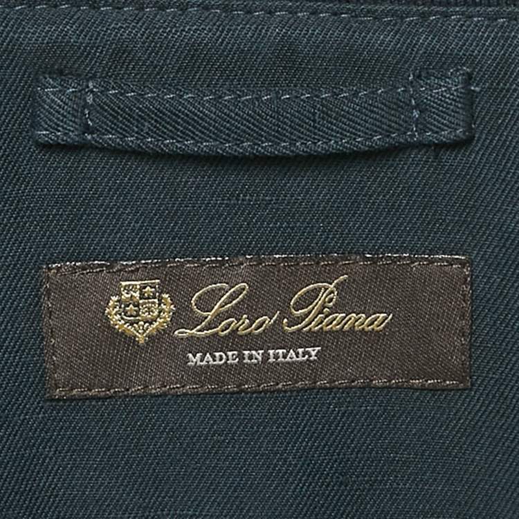 Pre Owned Loro Piana Blue Linen Blend Zip-Up Bomber Jacket L