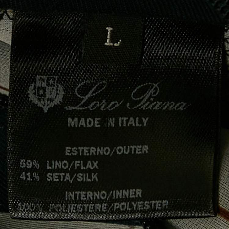 Pre Owned Loro Piana Blue Linen Blend Zip-Up Bomber Jacket L