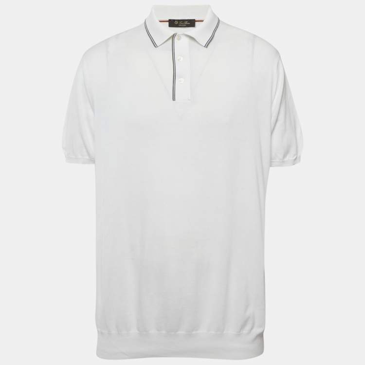 Pre Owned Loro Piana White Cotton Jersey Polo T-Shirt 4XL