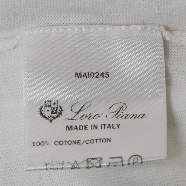 Pre Owned Loro Piana White Cotton Jersey Polo T-Shirt 4XL