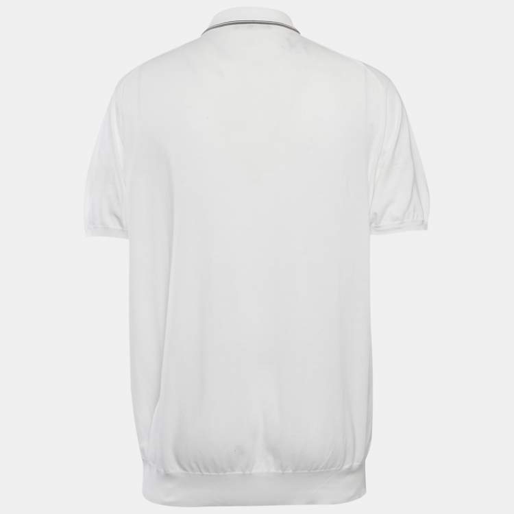 Pre Owned Loro Piana White Cotton Jersey Polo T-Shirt 4XL