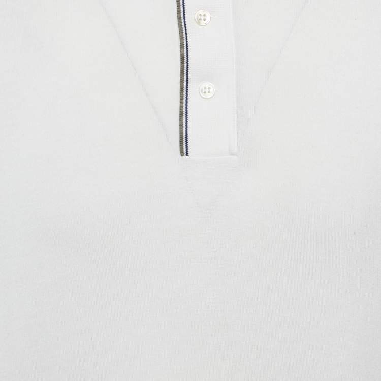 Pre Owned Loro Piana White Cotton Jersey Polo T-Shirt 4XL