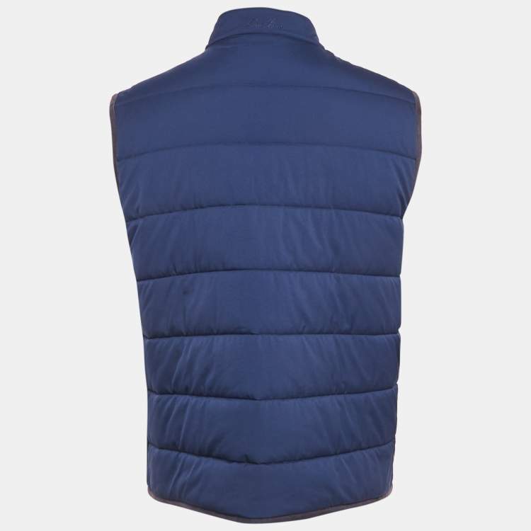 Pre Owned Loro Piana Navy Blue Nylon Padded Gilet Jacket L