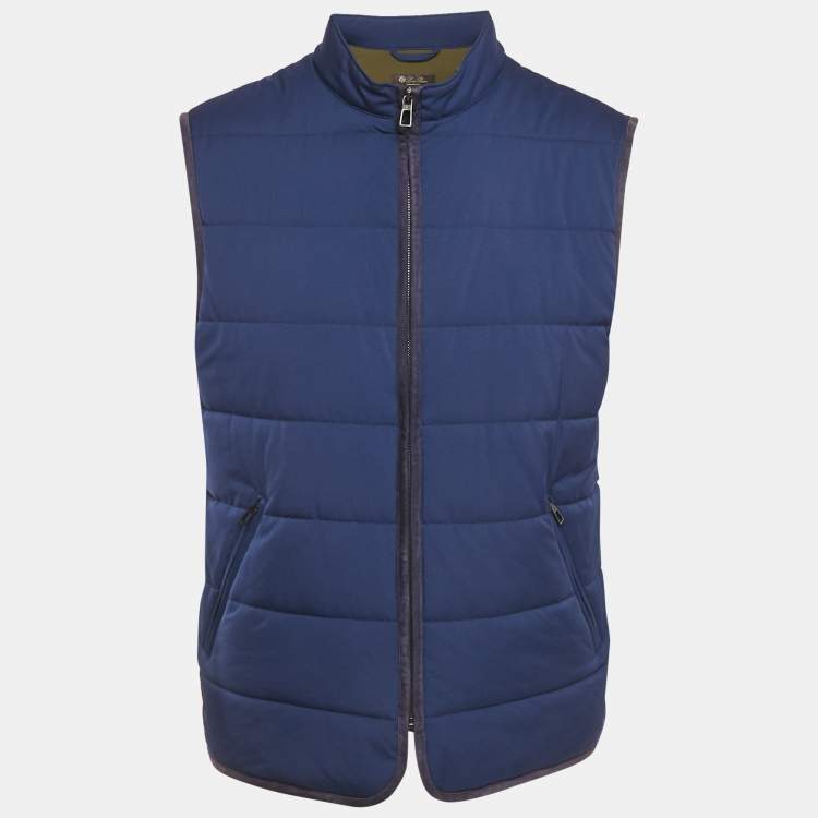 Pre Owned Loro Piana Navy Blue Nylon Padded Gilet Jacket L