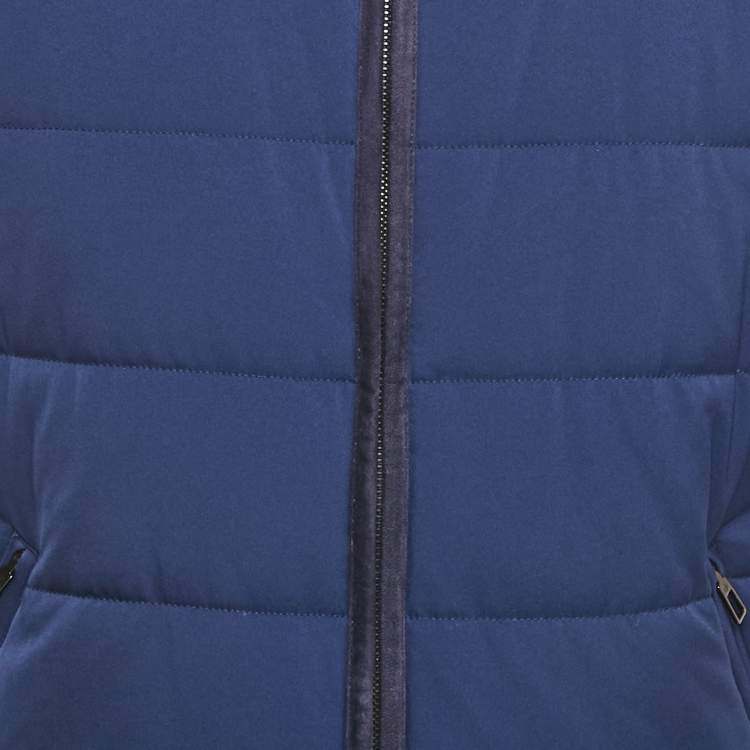 Pre Owned Loro Piana Navy Blue Nylon Padded Gilet Jacket L