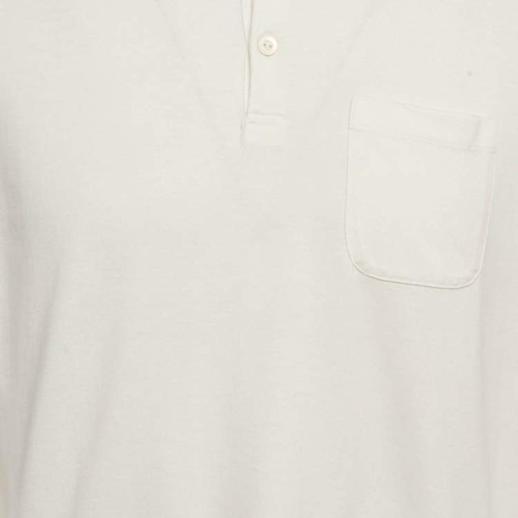 Pre Owned Loro Piana My Gold White Cotton & Silk Knit Polo T-Shirt L