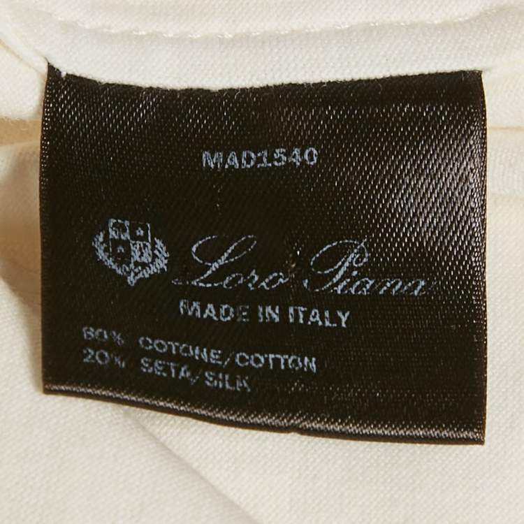 Pre Owned Loro Piana My Gold White Cotton & Silk Knit Polo T-Shirt L