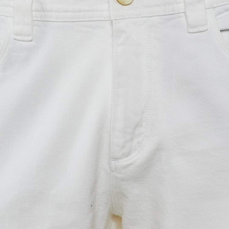 Pre Owned Loro Piana White Denim Jeans L Waist 35"