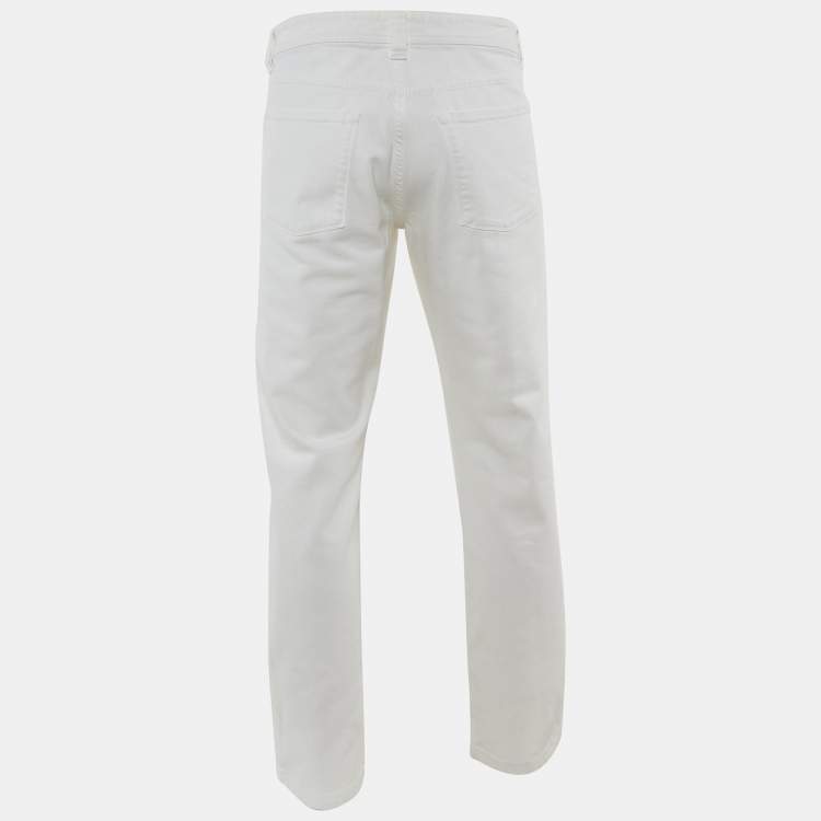 Pre Owned Loro Piana White Denim Jeans L Waist 35"