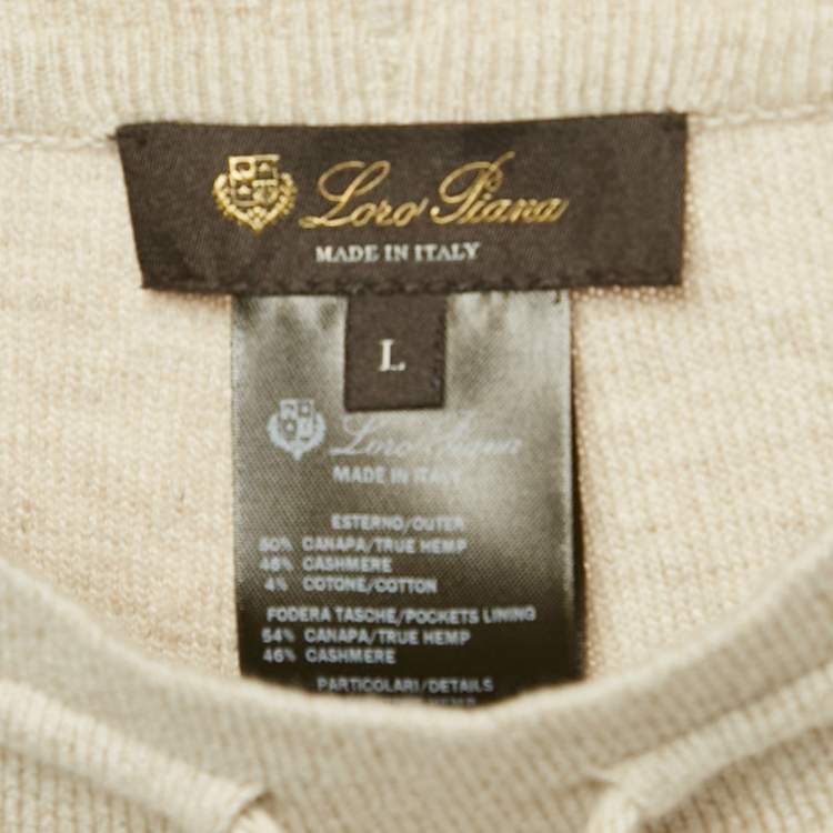 Pre Owned Loro Piana Grey Hemp Rib Knit Sweatpants L