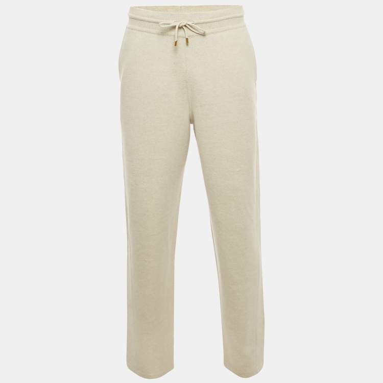 Pre Owned Loro Piana Grey Hemp Rib Knit Sweatpants L