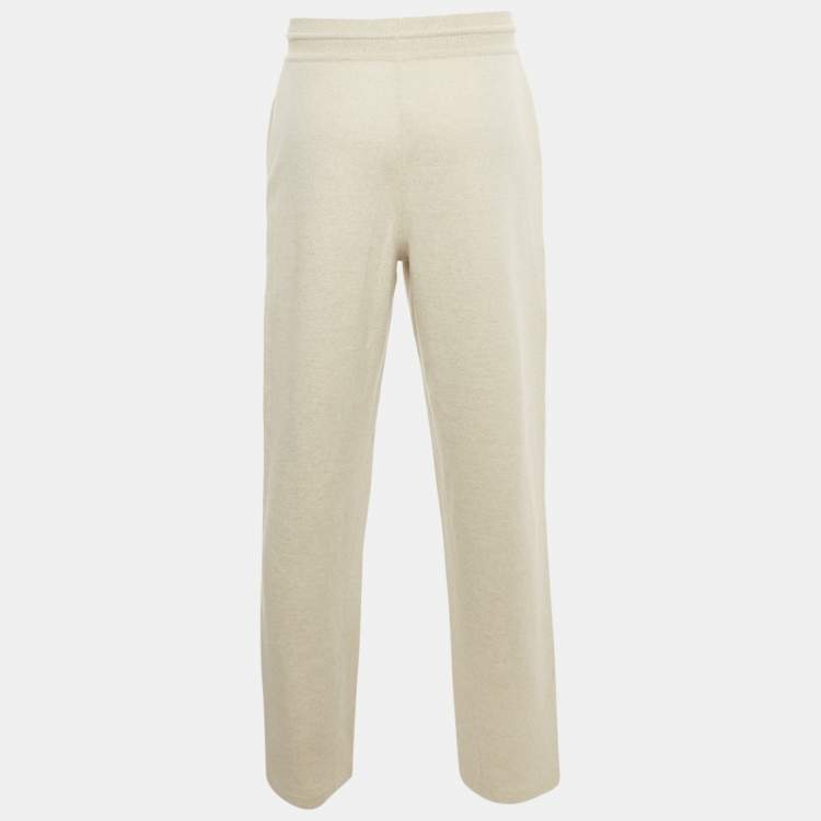 Pre Owned Loro Piana Grey Hemp Rib Knit Sweatpants L