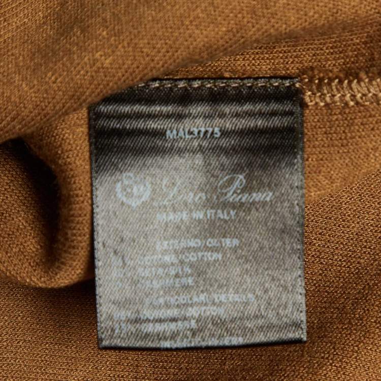 Pre Owned Loro Piana Brown Cotton & Cashmere High Neck Sweater XL