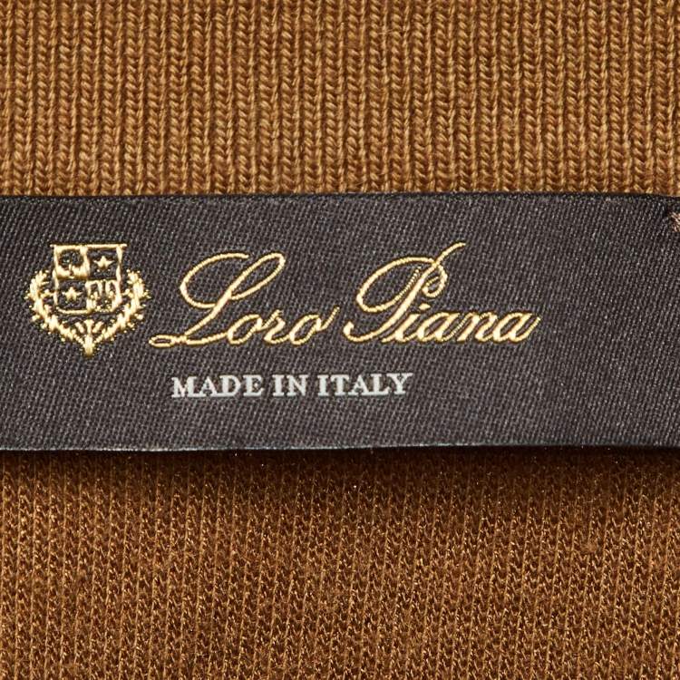Pre Owned Loro Piana Brown Cotton & Cashmere High Neck Sweater XL