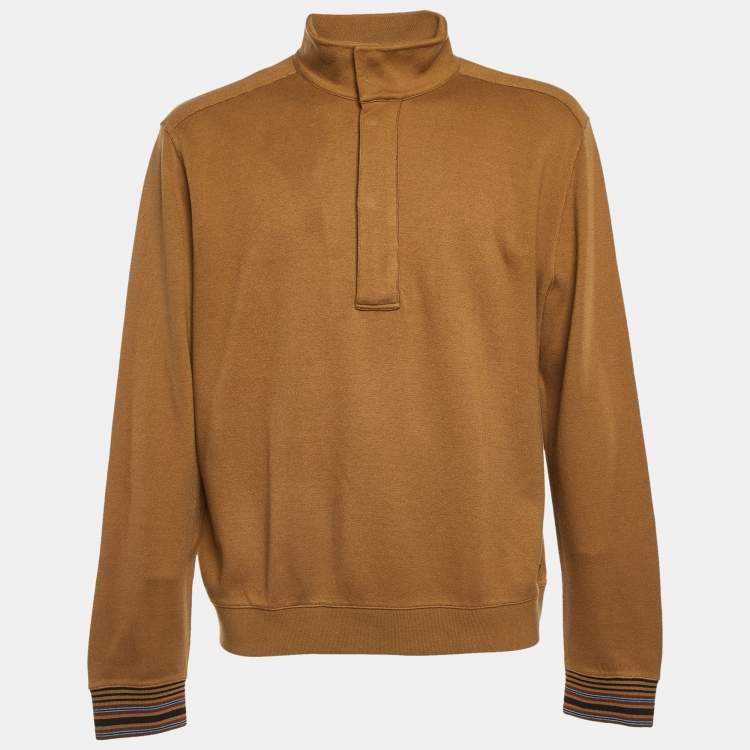 Pre Owned Loro Piana Brown Cotton & Cashmere High Neck Sweater XL