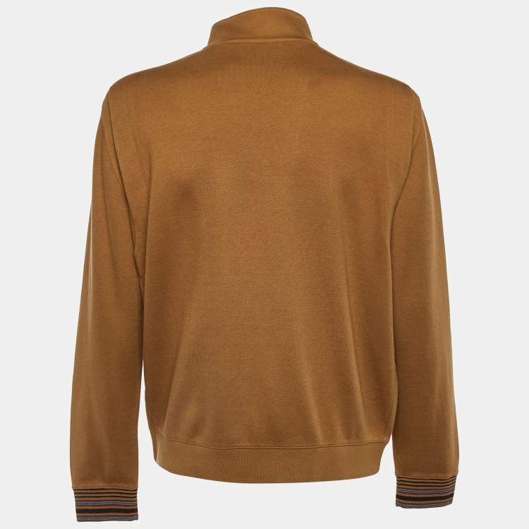 Pre Owned Loro Piana Brown Cotton & Cashmere High Neck Sweater XL