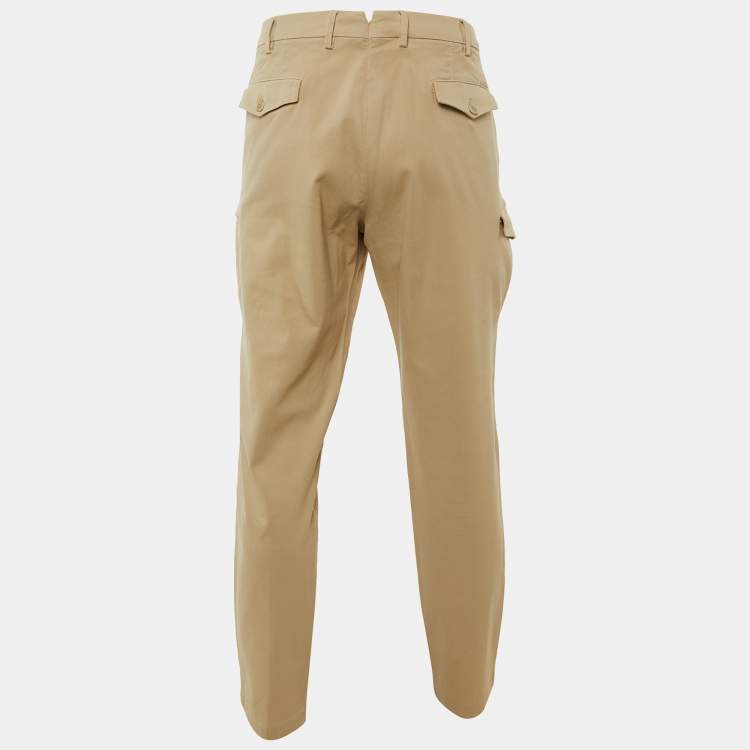Pre Owned Loro Piana Beige Cotton Gabardine Trousers XXXL