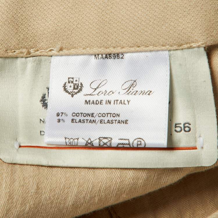 Pre Owned Loro Piana Beige Cotton Gabardine Trousers XXXL