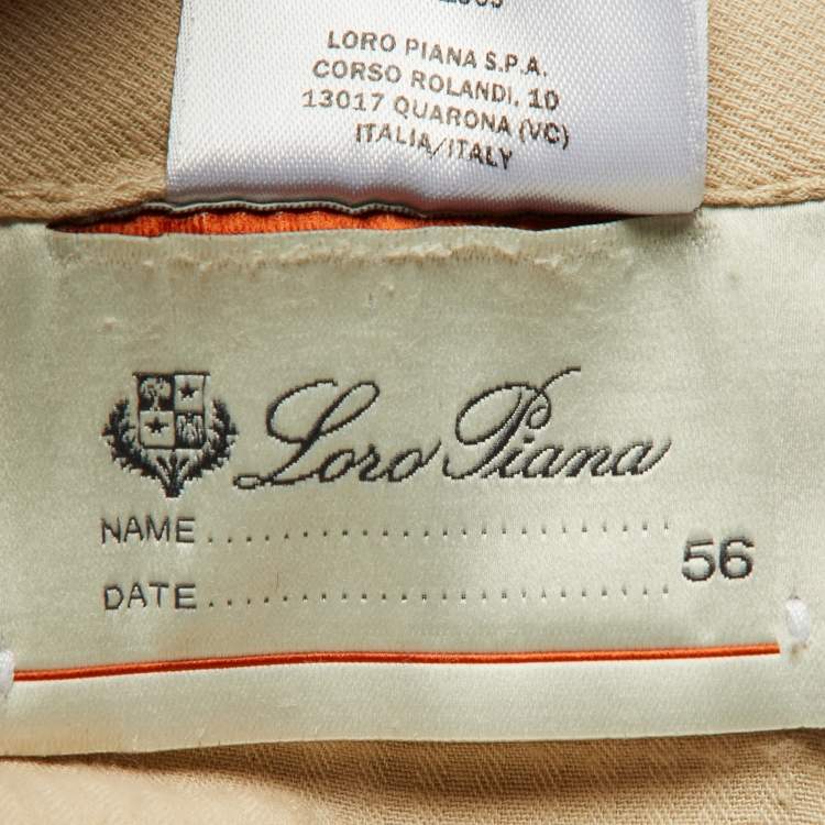 Pre Owned Loro Piana Beige Cotton Gabardine Trousers XXXL