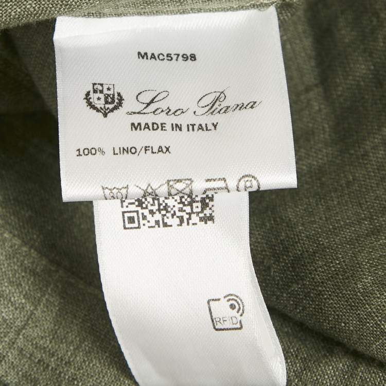 Pre Owned Loro Piana Sage Green Linen Hakusan Short Sleeve Shirt M
