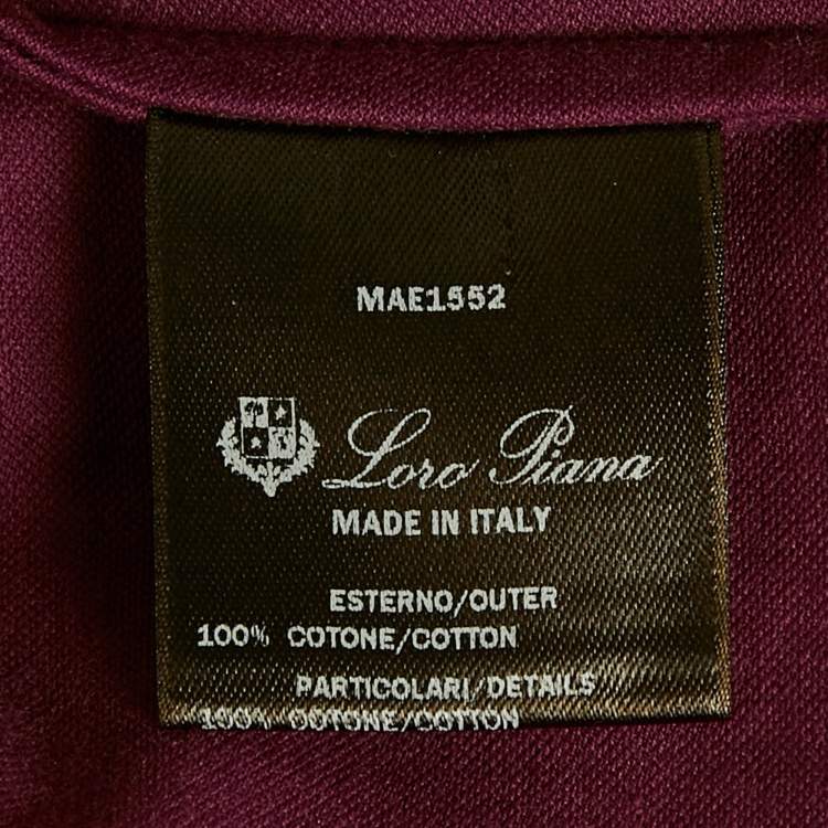 Pre Owned Loro Piana Burgundy Cotton Polo T-Shirt L