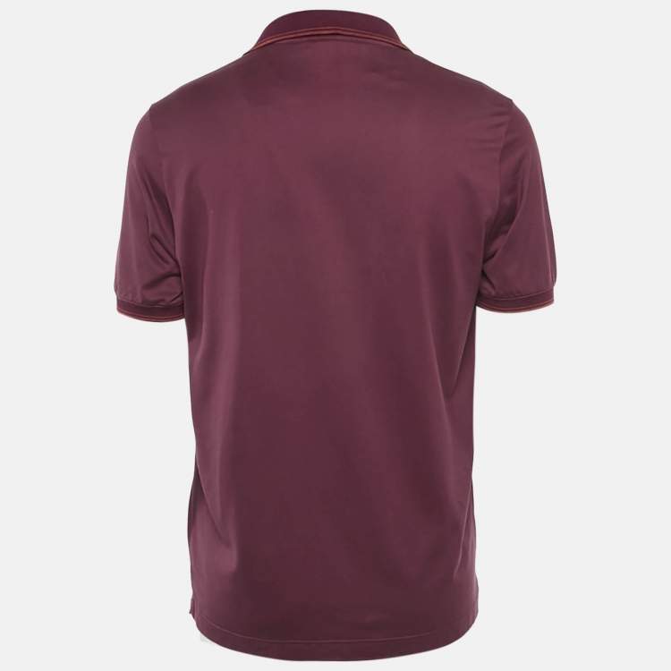 Pre Owned Loro Piana Burgundy Cotton Polo T-Shirt L