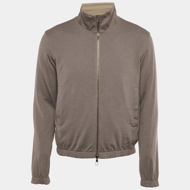 Pre Owned Loro Piana Grey/Green Nylon and Cashmere Reversible Windmate Jacket S