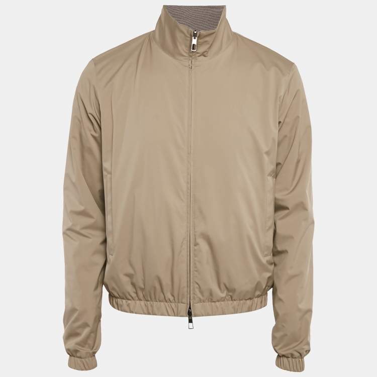 Pre Owned Loro Piana Grey/Green Nylon and Cashmere Reversible Windmate Jacket S