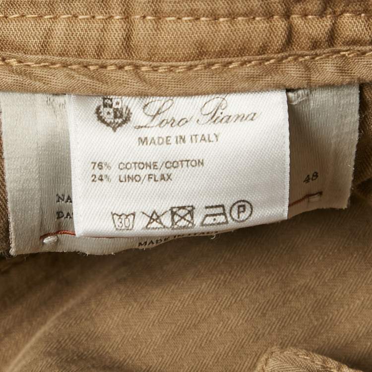 Pre Owned Loro Piana Camel Brown Cotton Pants M