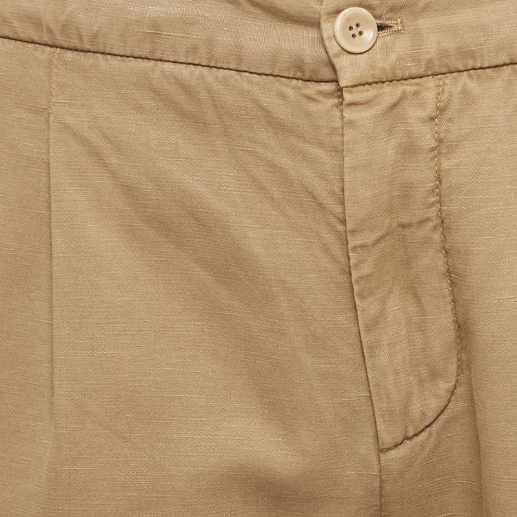 Pre Owned Loro Piana Camel Brown Cotton Pants M