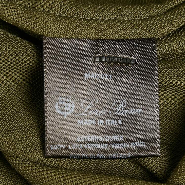 Pre Owned Loro Piana Olive Green Virgin Wool Crew Neck T-Shirt M