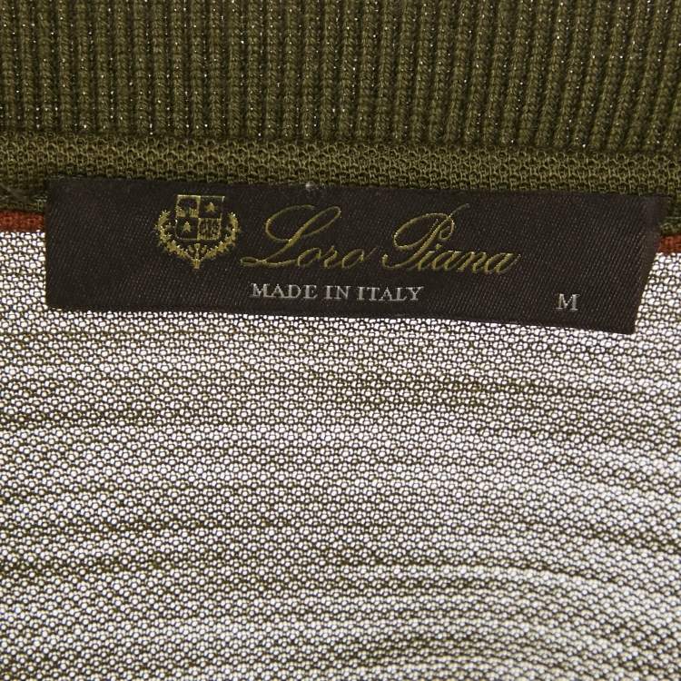 Pre Owned Loro Piana Olive Green Virgin Wool Crew Neck T-Shirt M