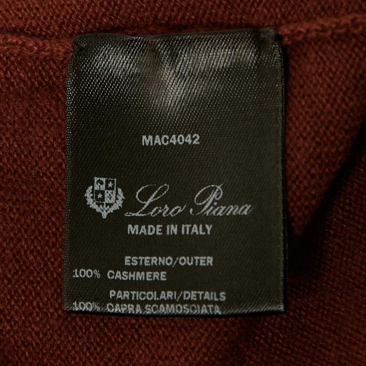Pre Owned Loro Piana Brown Cashmere Knit Zip-Up Jacket L