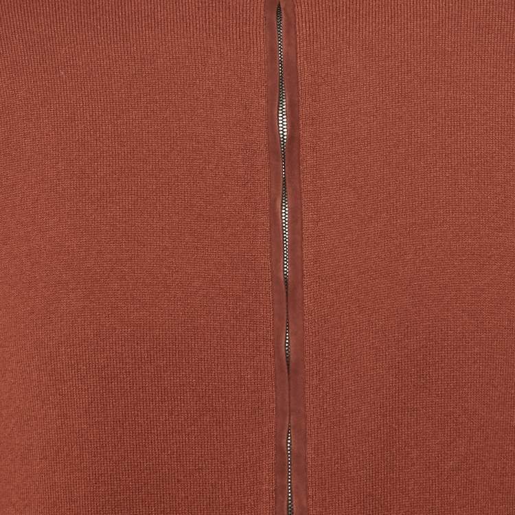 Pre Owned Loro Piana Brown Cashmere Knit Zip-Up Jacket L