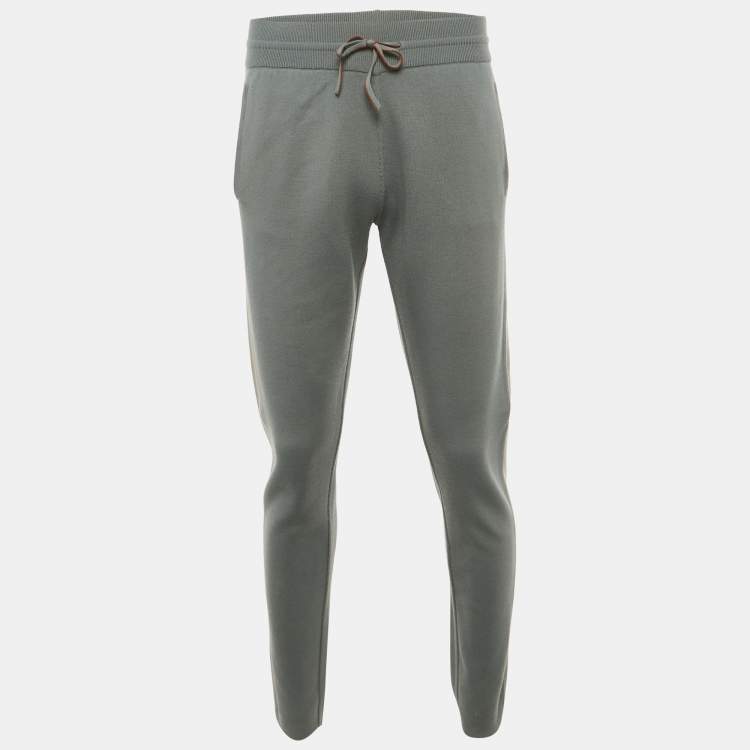 Pre Owned Loro Piana Grey Wool Knit Drawstring Trousers M