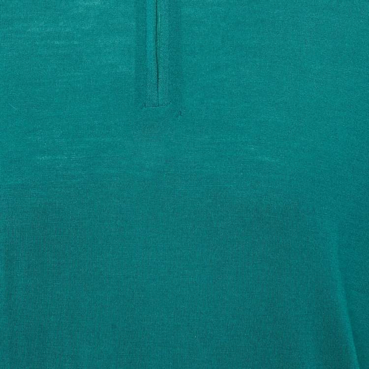 Pre Owned Loro Piana Teal Blue Zip-Up T-Shirt L