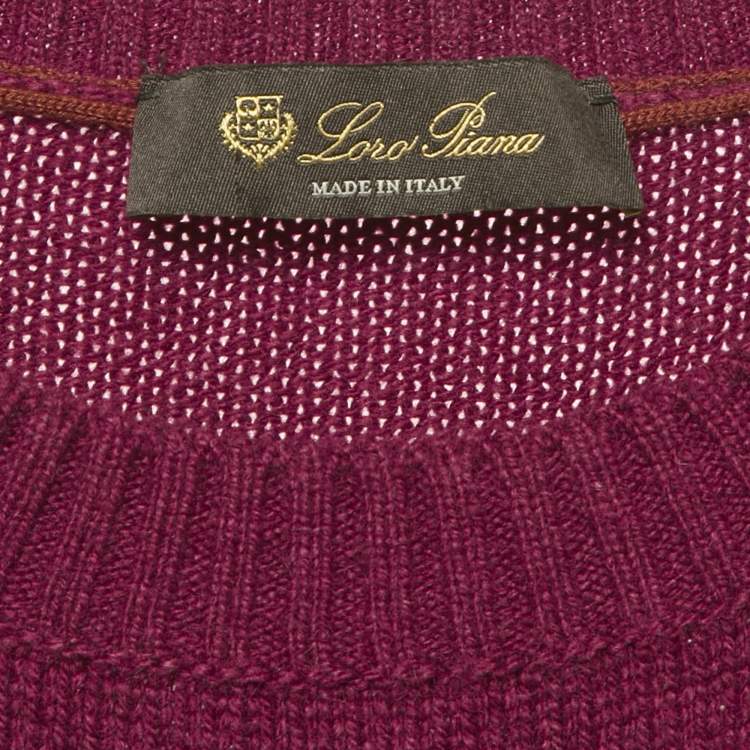 Pre Owned Loro Piana Burgundy Cashmere Knit Crewneck Sweater L
