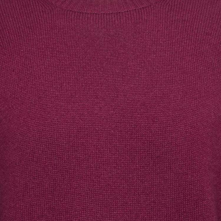 Pre Owned Loro Piana Burgundy Cashmere Knit Crewneck Sweater L