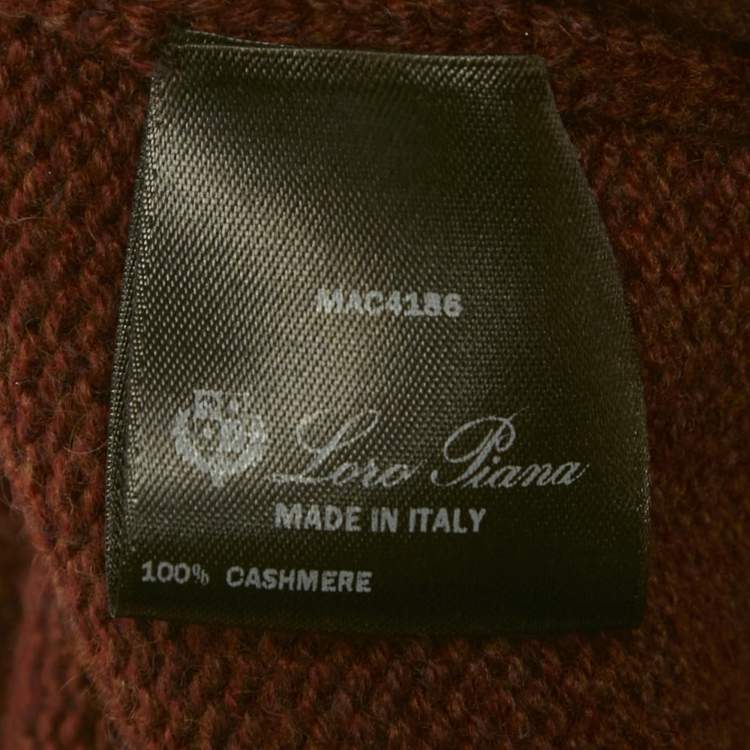 Pre Owned Loro Piana Brown Cashmere Knit Crewneck Sweater L
