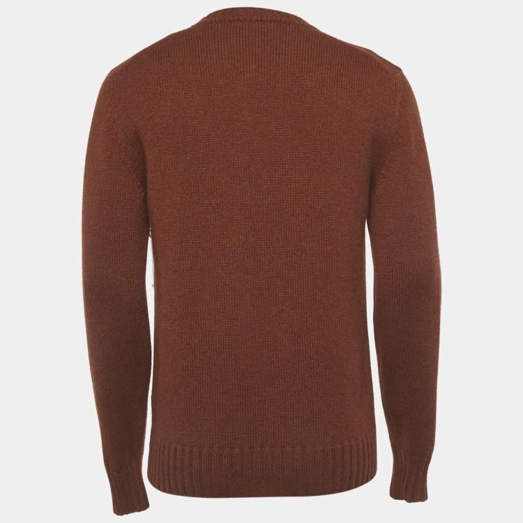 Pre Owned Loro Piana Brown Cashmere Knit Crewneck Sweater L