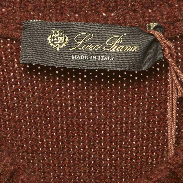Pre Owned Loro Piana Brown Cashmere Knit Crewneck Sweater L