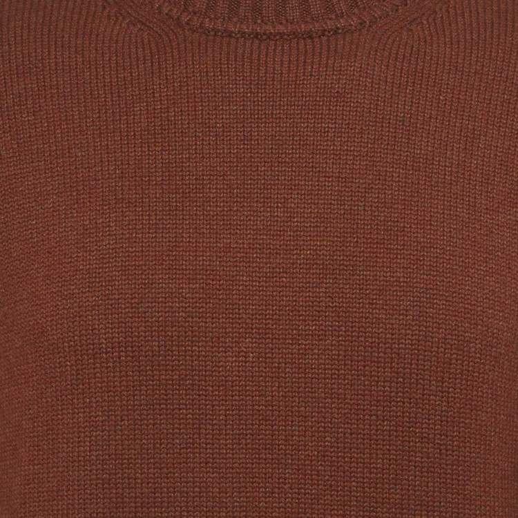 Pre Owned Loro Piana Brown Cashmere Knit Crewneck Sweater L