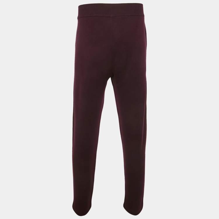 Pre Owned Loro Piana Burgundy Wool Knit Trousers M