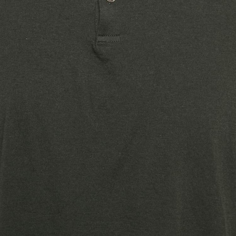 Pre Owned Loro Piana Olive Green Wool Polo T-Shirt L