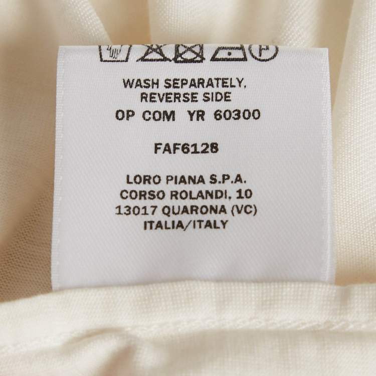 Pre Owned Loro Piana Off - White Silk & Cotton Knit T-Shirt XXL