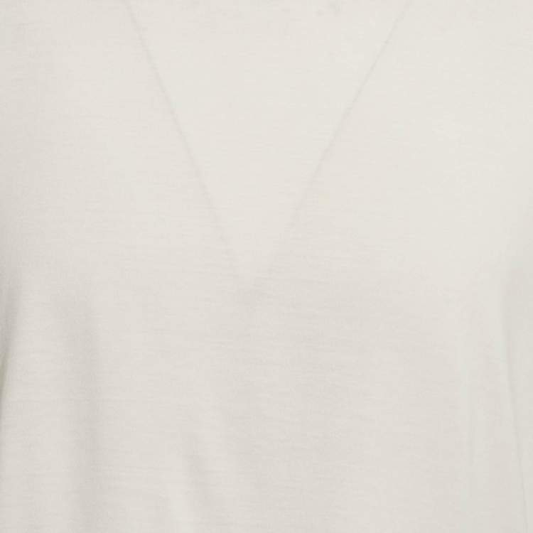 Pre Owned Loro Piana Off - White Silk & Cotton Knit T-Shirt XXL