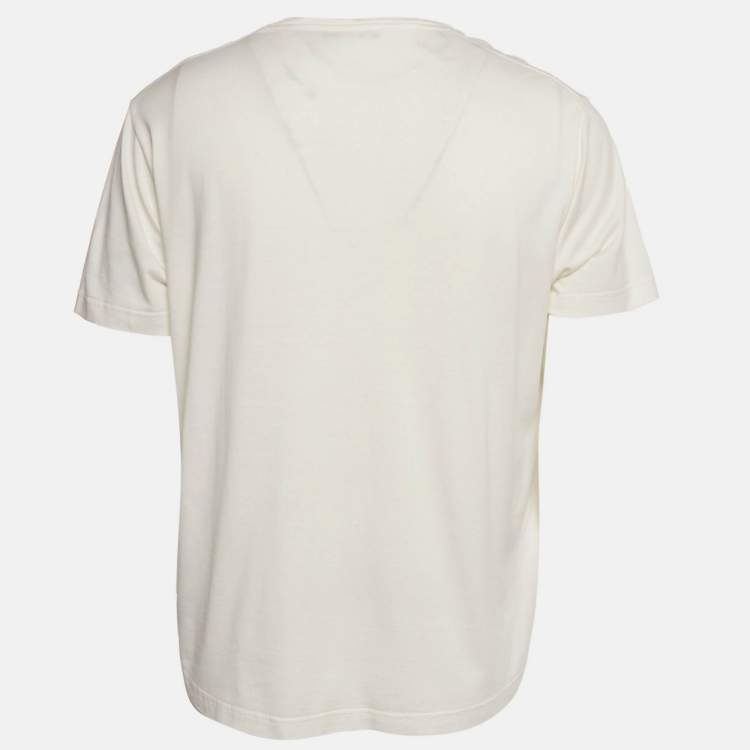 Pre Owned Loro Piana Off - White Silk & Cotton Knit T-Shirt XXL