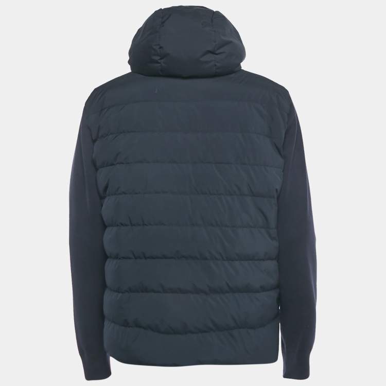 Pre Owned Loro Piana Navy Blue Synthetic Hooded Meleto Puffer Jacket L