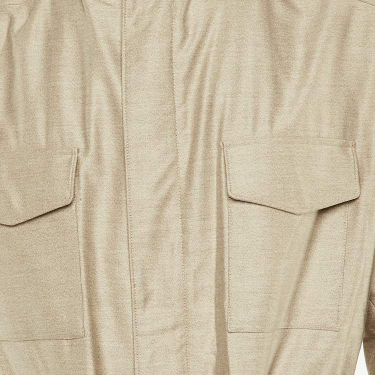 Pre Owned Loro Piana Beige Cashmere Storm System Hooded Field Jacket L