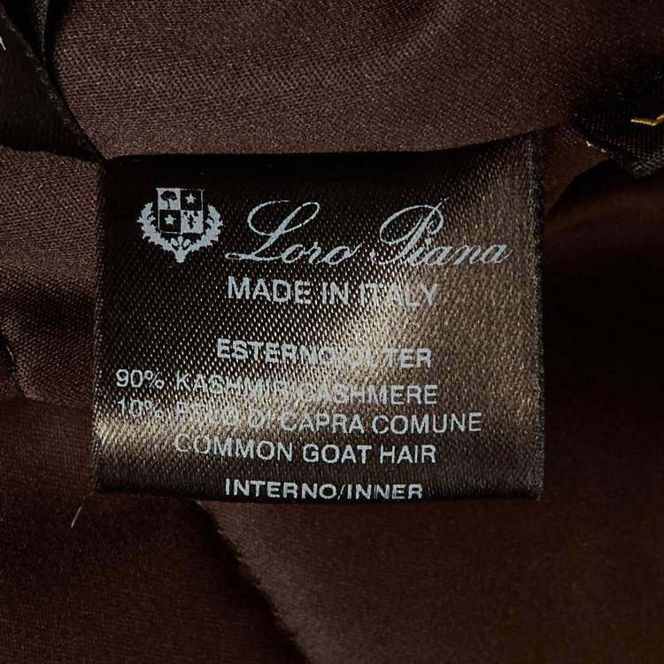 Pre Owned Loro Piana Brown Cashmere Fur Trim Storm System Coat L